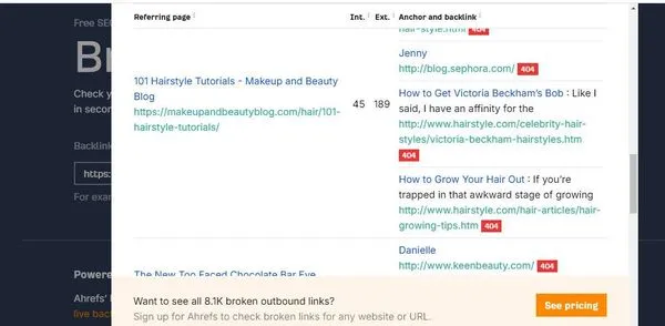 الانكور تيكست للروابط المكسورة الموجهة الى الموقع